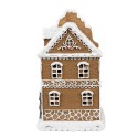 Clayre & Eef Lebkuchenhaus mit LED 12x10x21 cm Braun Kunststoff