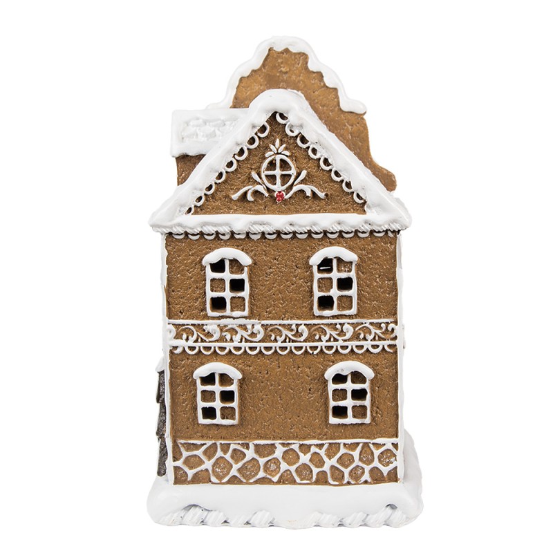 Clayre & Eef Lebkuchenhaus mit LED 12x10x21 cm Braun Kunststoff