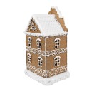 Clayre & Eef Gingerbread house met LED 12x10x21 cm Bruin Kunststof