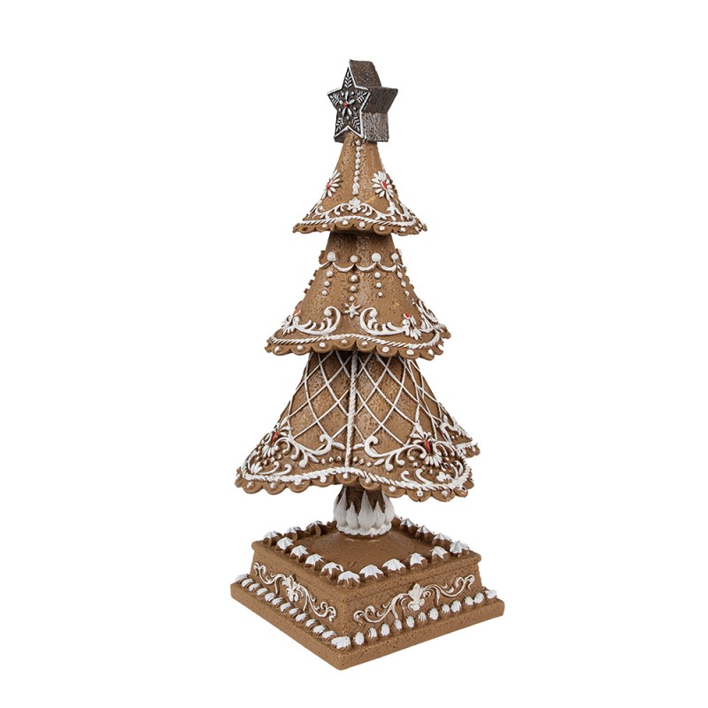 Clayre & Eef Decorazione di Natalizie Albero di Natale Ø 18x32 cm Marrone Plastica