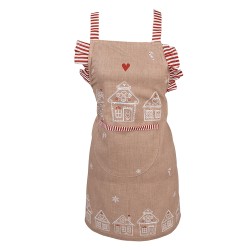 Clayre & Eef Grembiule da cucina per bambini 48x56 cm Marrone Cotone Casa di pan di zenzero