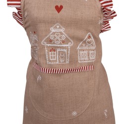 Clayre & Eef Kids' Kitchen Apron 48x56 cm Brown Cotton Gingerbread house