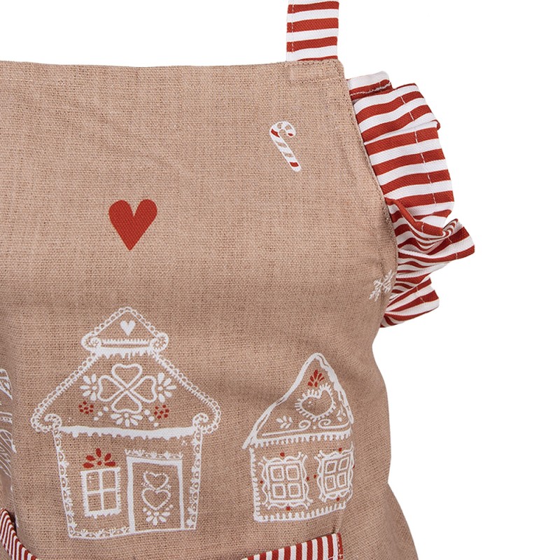 Clayre & Eef Kids' Kitchen Apron 48x56 cm Brown Cotton Gingerbread house