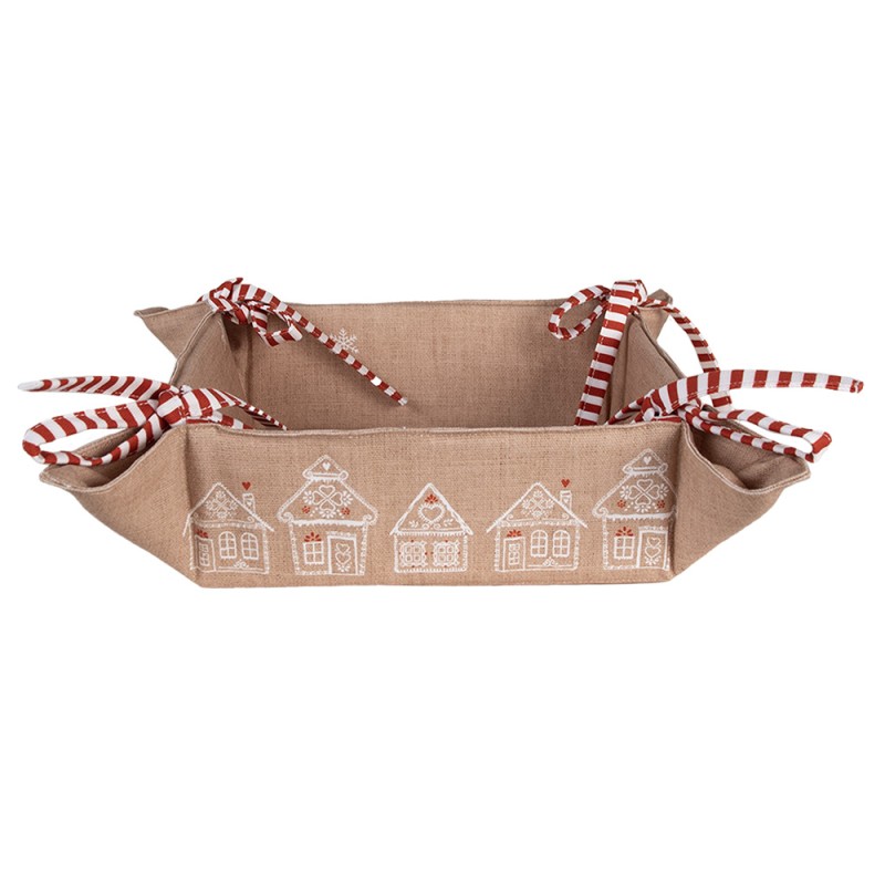 Clayre & Eef Bread Basket 35x35x8 cm Brown Cotton Gingerbread house