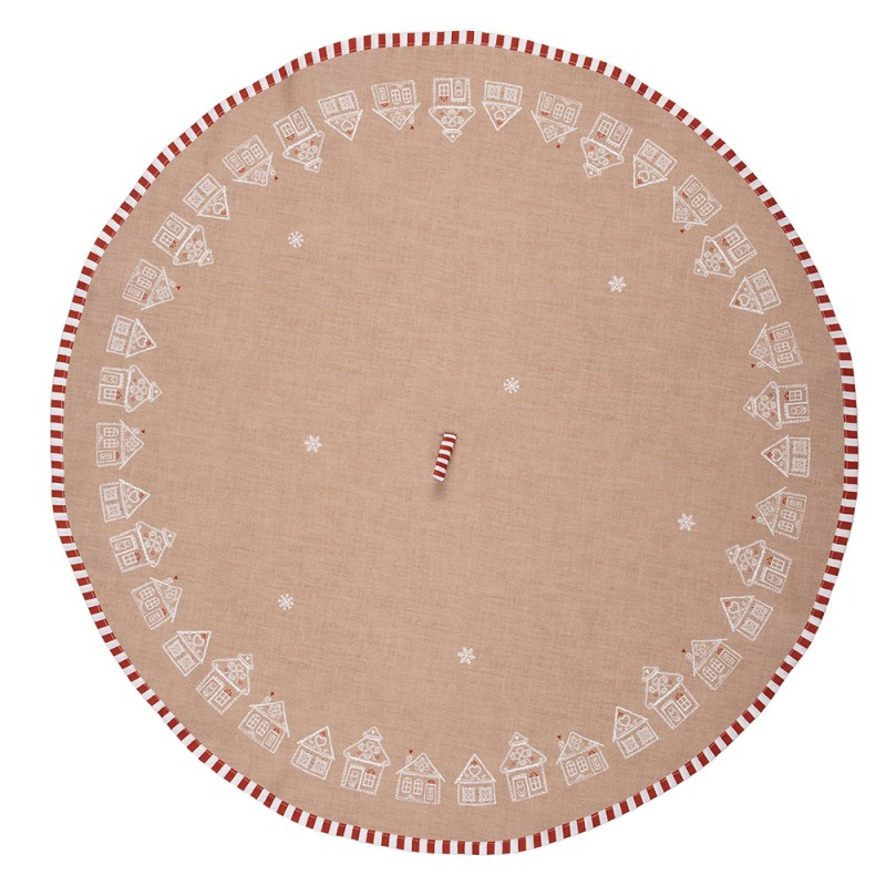 Clayre & Eef Torchon Ø 80 cm Marron Coton Rond Maison en pain d'épices