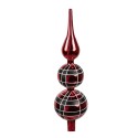 Clayre & Eef Christmas tree topper Ø 8x30 cm Red Glass