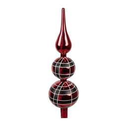 Clayre & Eef Cime de sapin de Noël Ø 8x30 cm Rouge Verre