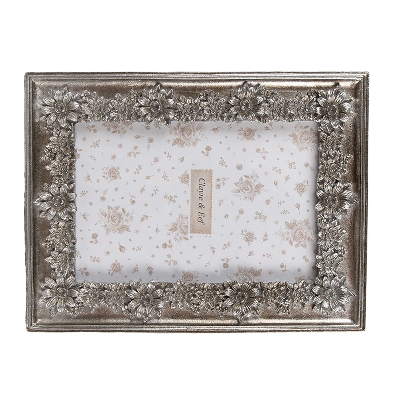 Clayre & Eef Photo Frame 10x15 cm Silver colored Plastic Glass