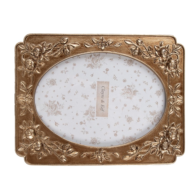 Clayre & Eef Photo Frame 10x15 cm Gold colored Plastic Glass