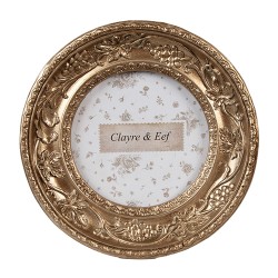 Clayre & Eef Fotolijst 7x7 cm Goudkleurig Kunststof Glas Rond