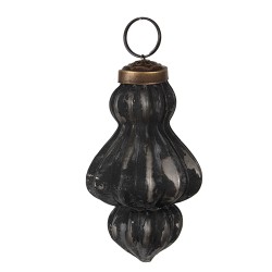 Clayre & Eef Christmas Bauble Ø 5x8 cm Black Grey Glass