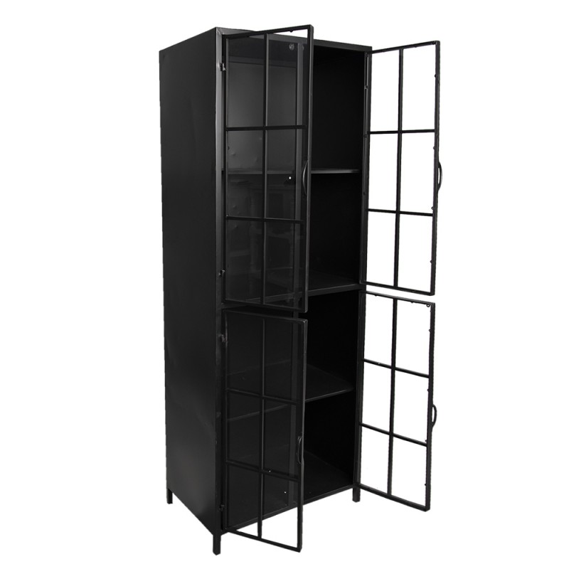 Clayre & Eef Display Cabinet 60x43x171 cm Black Metal Glass Rectangle