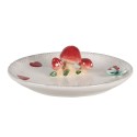 Clayre & Eef Bol de décoration Ø 21x4 cm Blanc Rouge Céramique