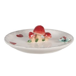 Clayre & Eef Decoratie schaal  Ø 21x4 cm Wit Rood Keramiek