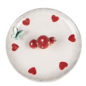 Clayre & Eef Bol de décoration Ø 21x4 cm Blanc Rouge Céramique