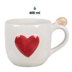 Clayre & Eef Mug 400 ml White Red Ceramic Mushrooms