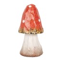 Clayre & Eef Décoration Champignon Ø 6x11 cm Rouge Blanc Céramique