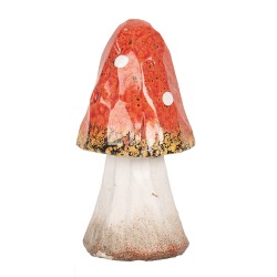 Clayre & Eef Décoration Champignon Ø 6x11 cm Rouge Blanc Céramique