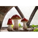 Clayre & Eef Décoration Champignon Ø 6x11 cm Rouge Blanc Céramique