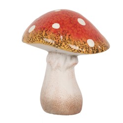 Clayre & Eef Décoration Champignon 13x13x15 cm Rouge Blanc Céramique