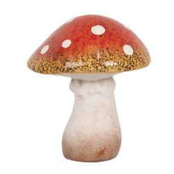 Clayre & Eef Décoration Champignon 13x13x15 cm Rouge Blanc Céramique