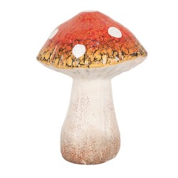 Clayre & Eef Décoration Champignon 9x8x12 cm Rouge Blanc Céramique