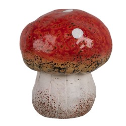 Clayre & Eef Décoration Champignon Ø 5x5 cm Rouge Blanc Céramique