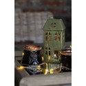 Clayre & Eef Decorative House with LED 7x6x15 cm Green Porcelain