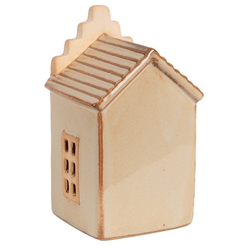 Clayre & Eef Dekoratives Haus mit LED 6x6x11 cm Beige Porzellan