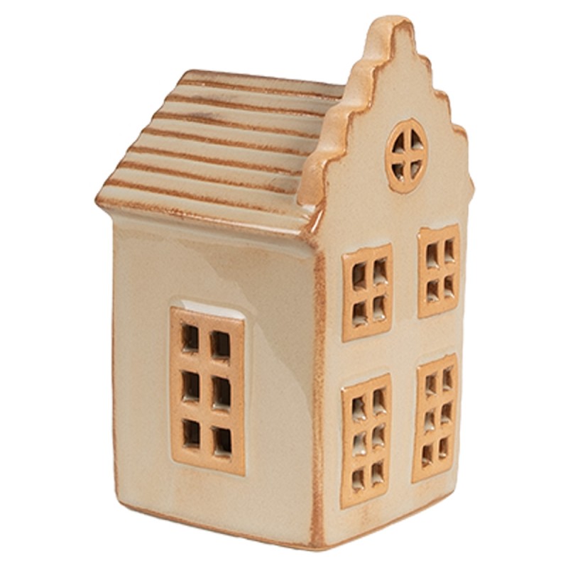 Clayre & Eef Decorativa Casa con LED 6x6x11 cm Beige Porcellana