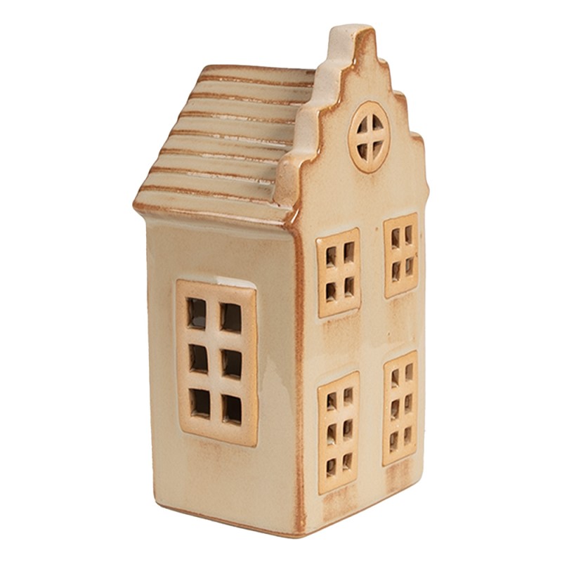 Clayre & Eef Decorativa Casa con LED 8x7x16 cm Beige Porcellana