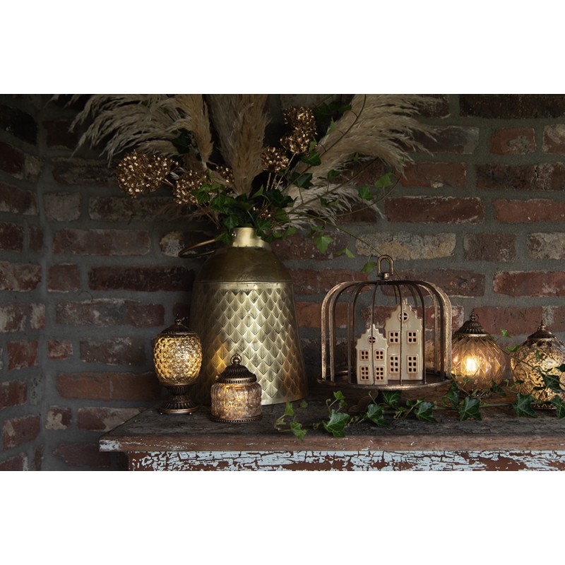 Clayre & Eef Decorativa Casa con LED 8x7x16 cm Beige Porcellana