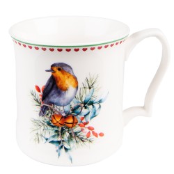 Clayre & Eef Tasse 414 ml Weiß Porzellan Vogel