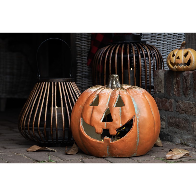 Clayre & Eef Decorazione Zucca 36x33x32 cm Arancione Plastica