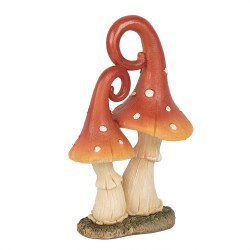 Clayre & Eef Decoratie Beeld Paddenstoel 17 cm Rood Beige Kunststof