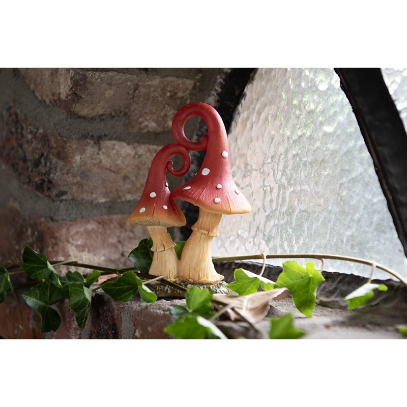 Clayre & Eef Decorative Figurine Mushroom 17 cm Red Beige Plastic