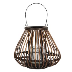 Clayre & Eef Wind Light Ø 36x30 cm Brown Wood Glass Round