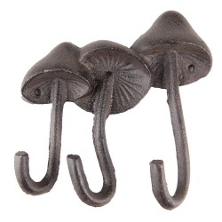 Clayre & Eef Wall Hook Mushroom 16x4x16 cm Brown Iron