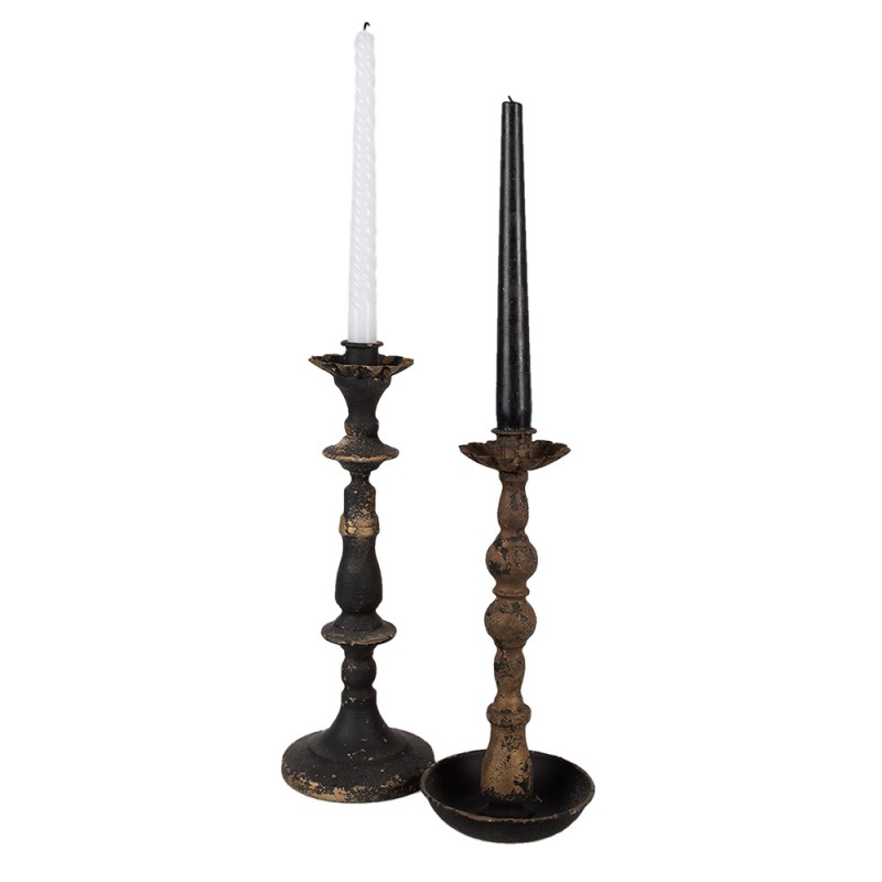 Clayre & Eef Candle holder 30 cm Black Gold colored Iron