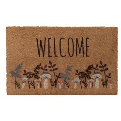 Clayre & Eef Door Mat 75x45 cm Brown PVS Coconut Fiber Mushrooms