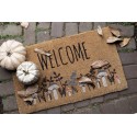 Clayre & Eef Door Mat 75x45 cm Brown PVS Coconut Fiber Mushrooms