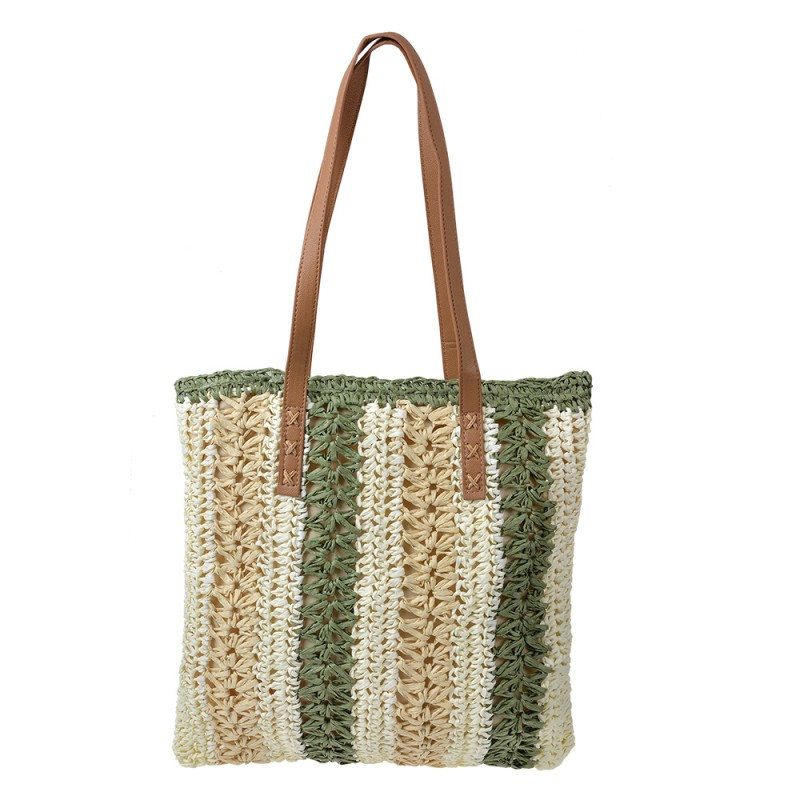 Clayre & Eef Sac de plage 36x40 cm Beige Vert Synthétique