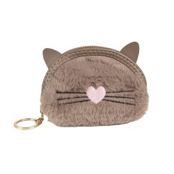 Clayre & Eef Wallet 12x9 cm Brown Synthetic Cat