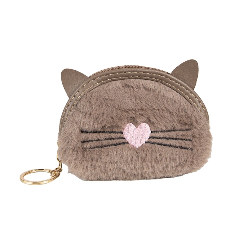 Clayre & Eef Brieftasche 12x9 cm Braun Synthetisch Katze