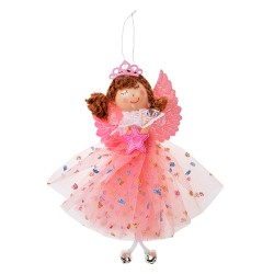 Clayre & Eef Christmas Ornament Angel 15 cm Pink Synthetic