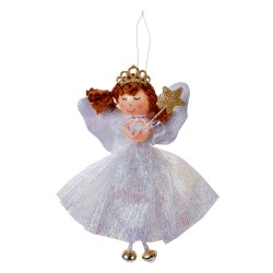 Clayre & Eef Christmas Ornament Angel 15 cm White Synthetic