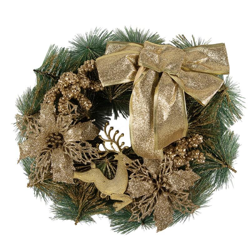 Clayre & Eef Corona di Natale Ø 30 cm Color oro Plastica