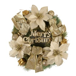 Clayre & Eef Weihnachtskranz Ø 30 cm Goldfarbig Kunststoff Merry Christmas