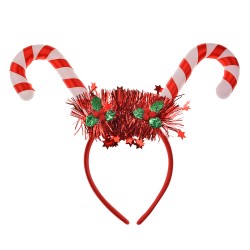 Clayre & Eef Christmas Headband 28x3x23 cm Red Plastic Candy Cane Christmas