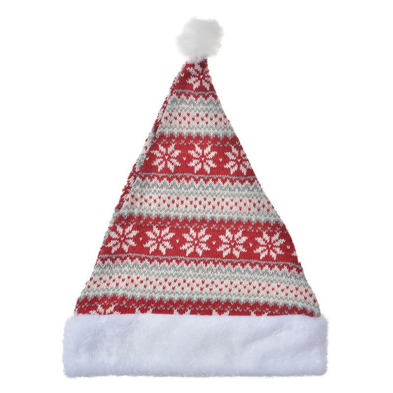 Clayre & Eef Christmas Decoration Christmas hat Ø 20x40 cm Red White Straw